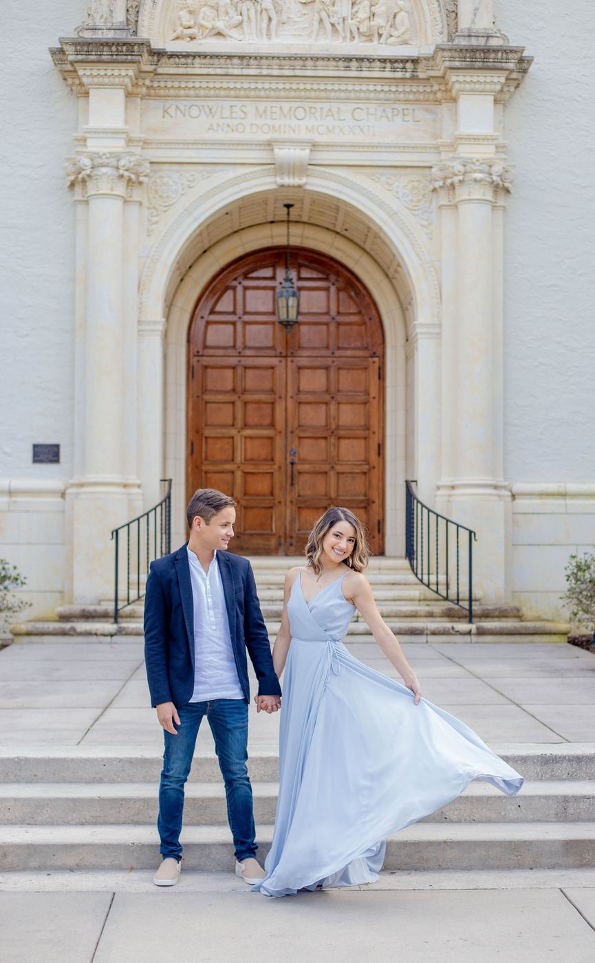 Chapel steps: An engagement session with old-world charm.